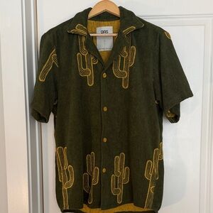 OAS Olive Cactus Embroidered Casual Shirt